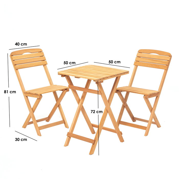 Hanah Home Conjunto de Mesa y Sillas de Jardín My001 en Madera de Haya Hanah Home Conjunto de Mesa y Sillas de Jardín My001 en Madera de Haya